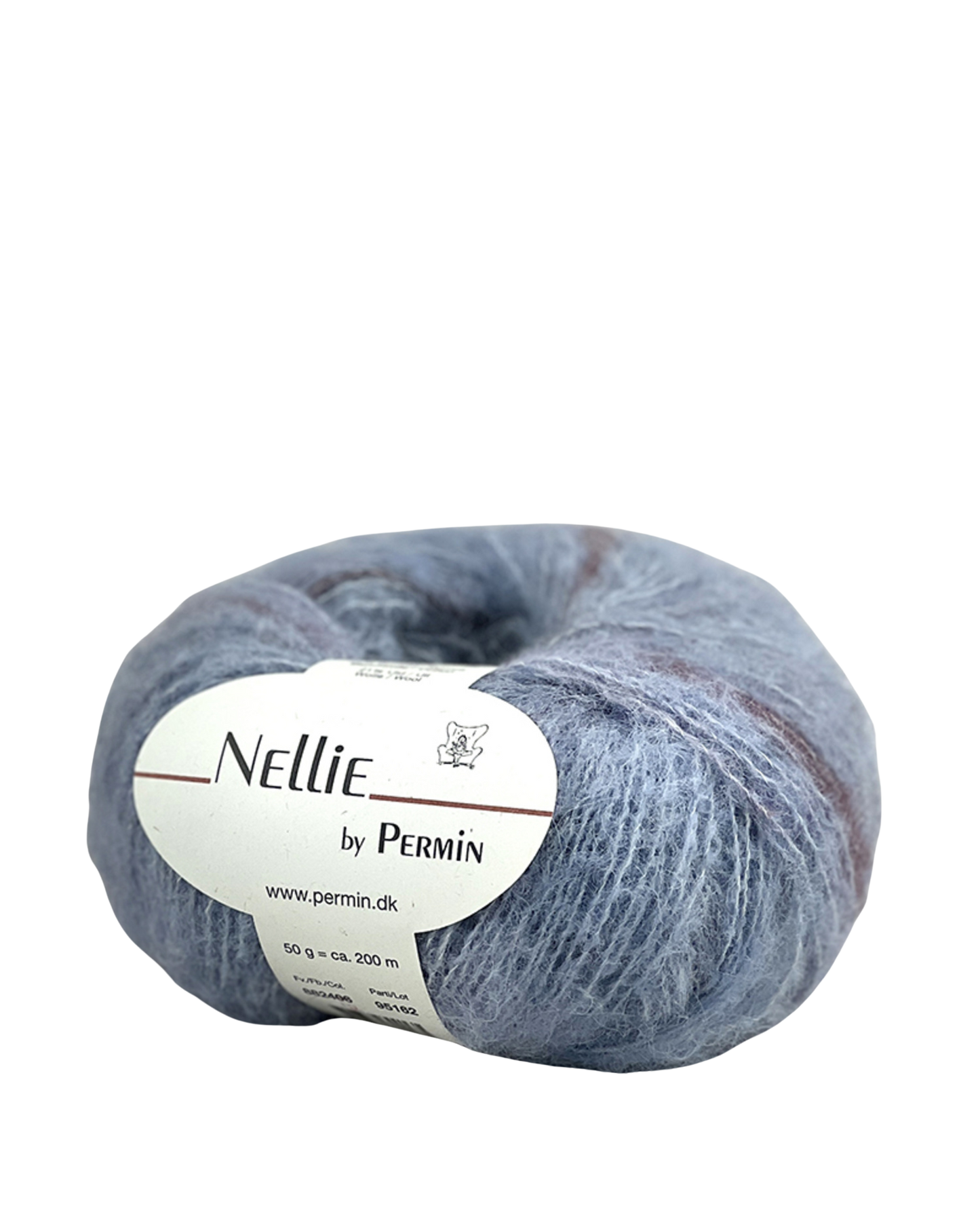 Nellie by Permin farve 12 lyseblå/rosa/bordeaux i let og luftigt garn