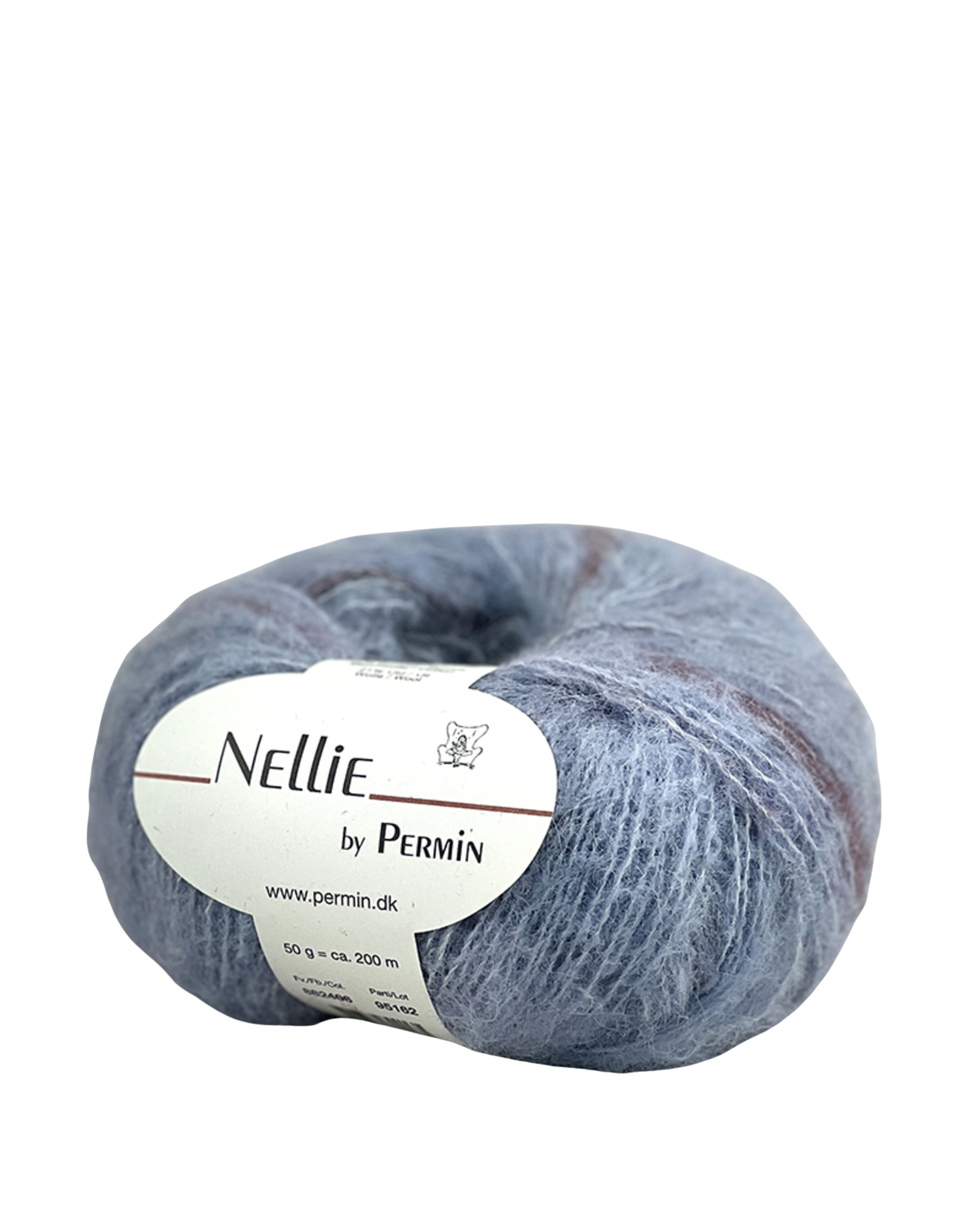 Nellie by Permin farve 12 lyseblå/rosa/bordeaux i let og luftigt garn