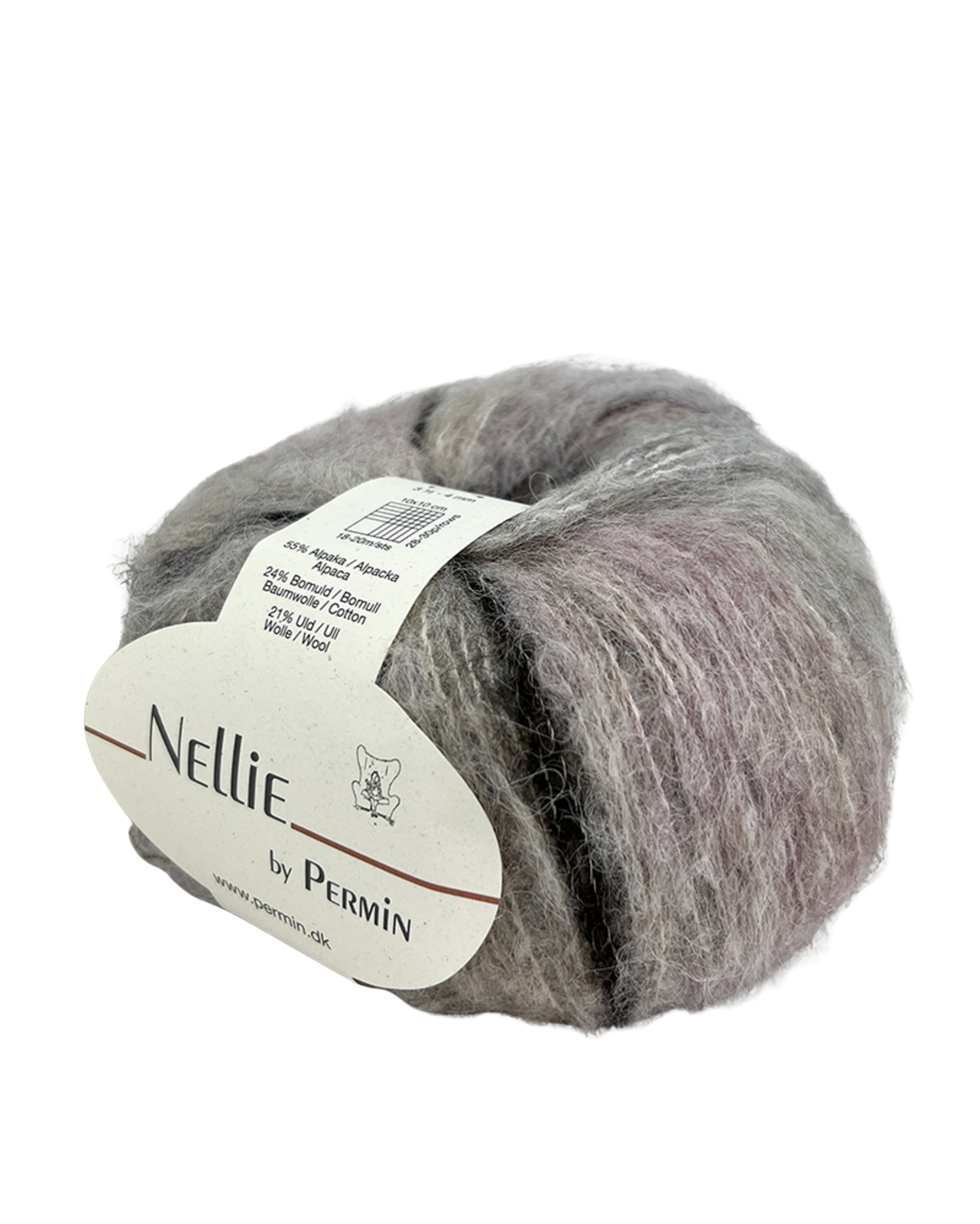 Nellie by Permin farve 03 beige/aubergine/brun i let og luftigt garn