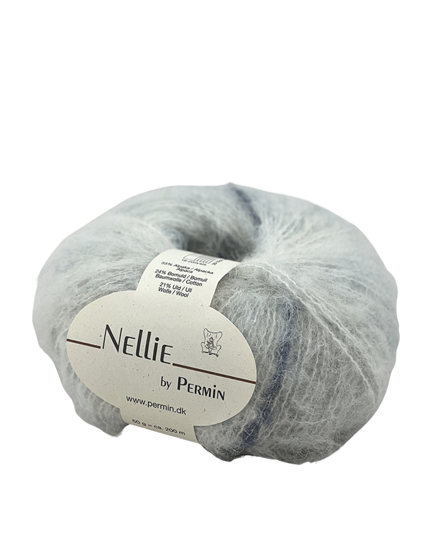 Nellie by Permin farve 05 lyseblå/jeans/kobolt i let og luftigt garn